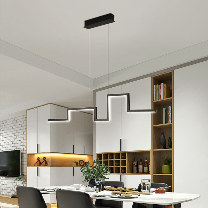 31.5"/39" W Linear Kitchen Island Lighting Metal Minimalistic LED Hanging Pendant in Black/Grey, Warm/White Light Black Clearhalo 'Ceiling Lights' 'Island Lights' Lighting' 1970751
