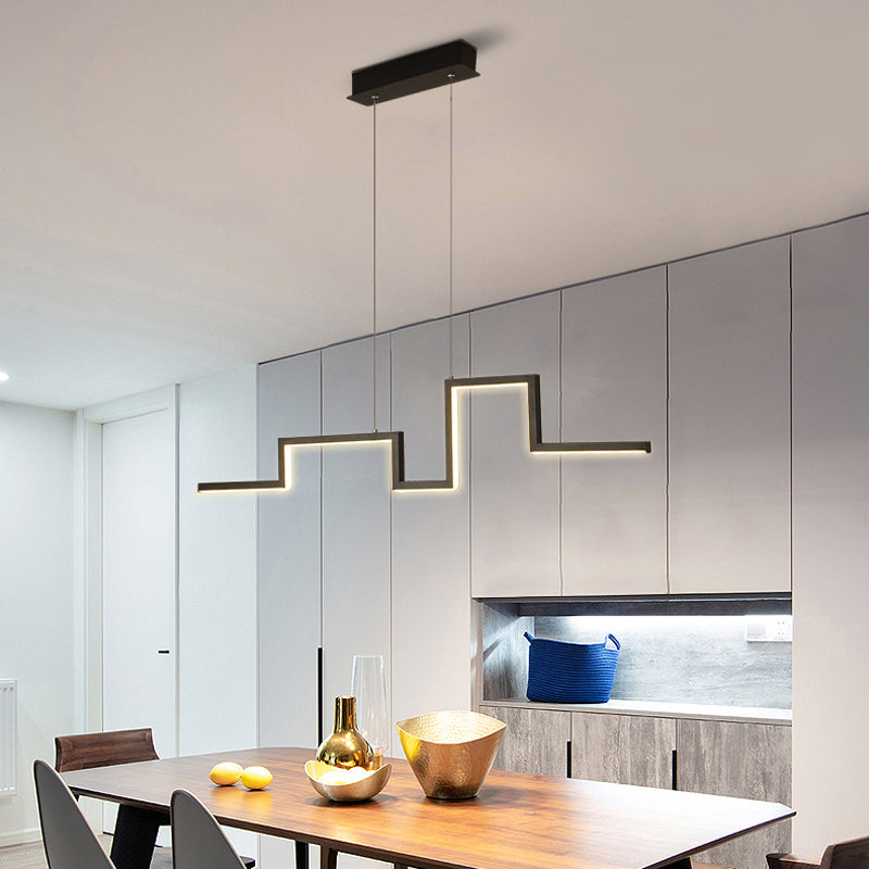31.5"/39" W Linear Kitchen Island Lighting Metal Minimalistic LED Hanging Pendant in Black/Grey, Warm/White Light Clearhalo 'Ceiling Lights' 'Island Lights' Lighting' 1970752