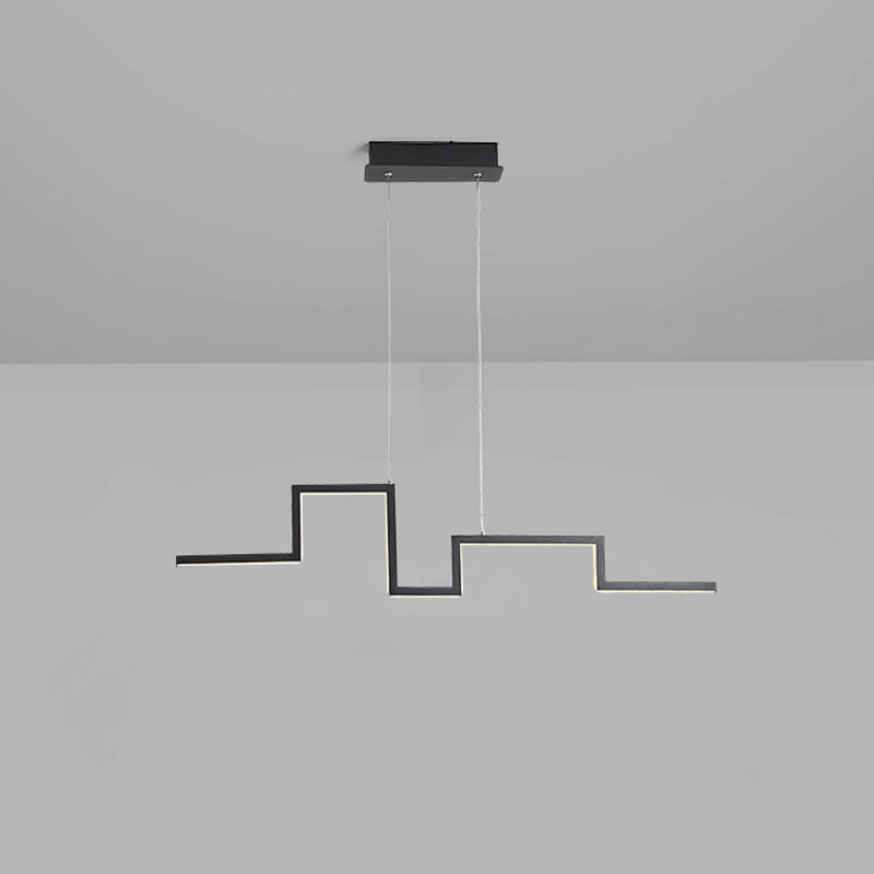 31.5"/39" W Linear Kitchen Island Lighting Metal Minimalistic LED Hanging Pendant in Black/Grey, Warm/White Light Clearhalo 'Ceiling Lights' 'Island Lights' Lighting' 1970753