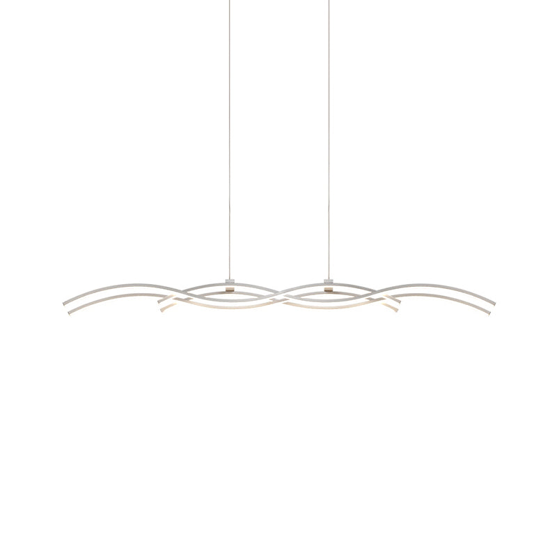 Silver Wave Island Pendant Light Simplicity Acrylic LED Suspended Lighting Fixture in Warm/White Light Clearhalo 'Ceiling Lights' 'Island Lights' Lighting' 1970758