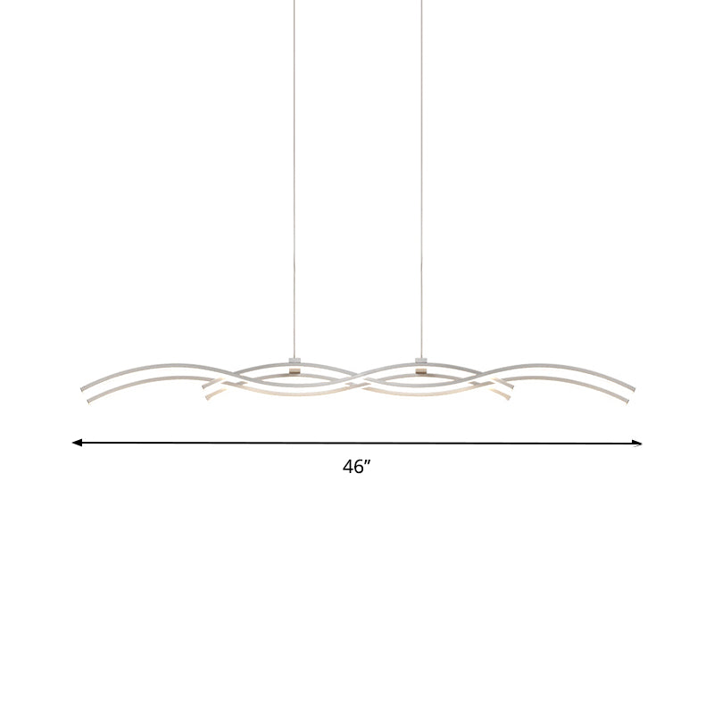 Silver Wave Island Pendant Light Simplicity Acrylic LED Suspended Lighting Fixture in Warm/White Light Clearhalo 'Ceiling Lights' 'Island Lights' Lighting' 1970759