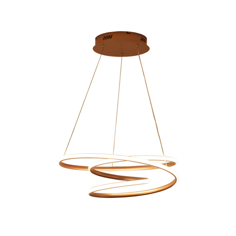 18"/23.5"/31.5" W Minimal Twisting Pendant Light Acrylic Dining Room LED Ceiling Chandelier in Gold, Warm/White Light Clearhalo 'Ceiling Lights' 'Chandeliers' 'Modern Chandeliers' 'Modern' Lighting' 1970763