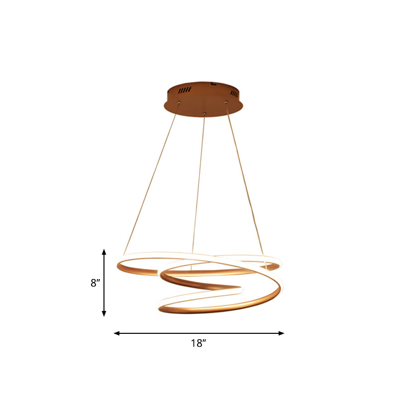 18"/23.5"/31.5" W Minimal Twisting Pendant Light Acrylic Dining Room LED Ceiling Chandelier in Gold, Warm/White Light Clearhalo 'Ceiling Lights' 'Chandeliers' 'Modern Chandeliers' 'Modern' Lighting' 1970764