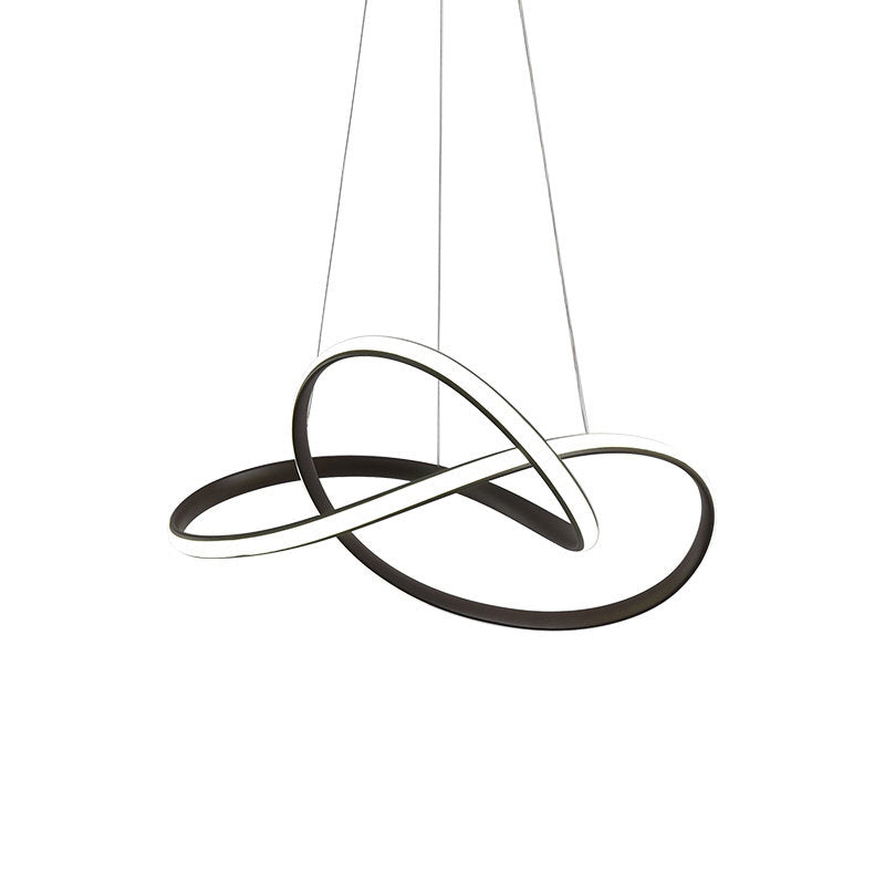 Cycle Pendant Light Fixture Simplicity Acrylic Black/White LED Chandelier in Warm/White Light, 19.5"/27.5" Width Clearhalo 'Ceiling Lights' 'Chandeliers' 'Modern Chandeliers' 'Modern' Lighting' 1970780