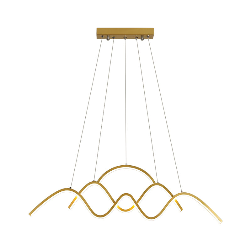 Gold/Black Wavy Chandelier Lamp Minimalist Metallic LED Hanging Pendant with Landscape Design, Warm/White Light Clearhalo 'Ceiling Lights' 'Chandeliers' 'Modern Chandeliers' 'Modern' Lighting' 1970798