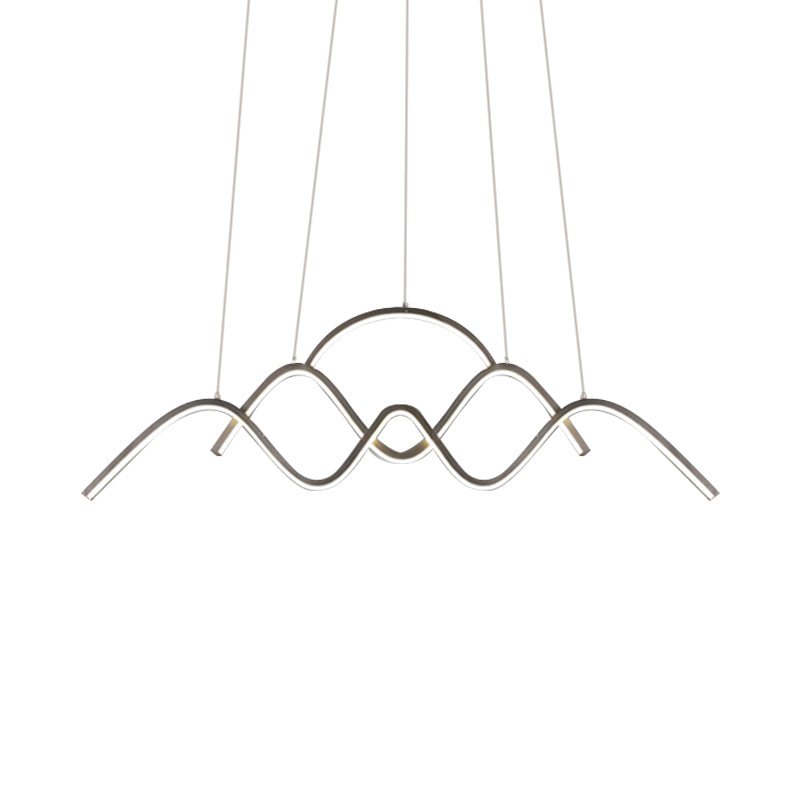 Gold/Black Wavy Chandelier Lamp Minimalist Metallic LED Hanging Pendant with Landscape Design, Warm/White Light Clearhalo 'Ceiling Lights' 'Chandeliers' 'Modern Chandeliers' 'Modern' Lighting' 1970801