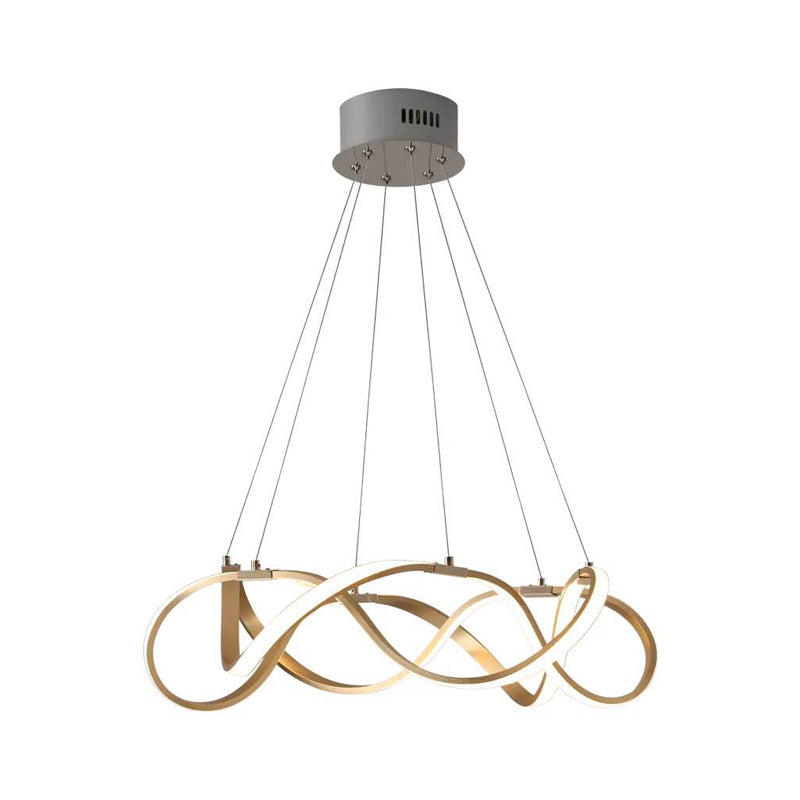 Chrome/Gold Twined 1/2-Tier Chandelier Minimalist Metal LED Hanging Pendant Light for Dining Room, 31"/43" Wide Clearhalo 'Ceiling Lights' 'Chandeliers' 'Modern Chandeliers' 'Modern' Lighting' 1970869