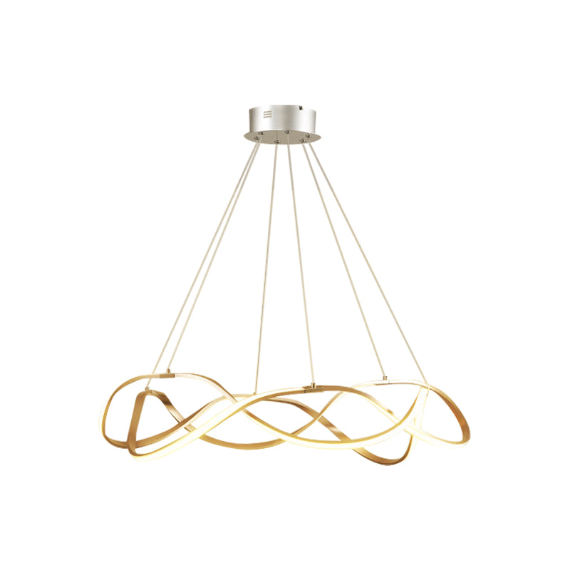 Chrome/Gold Twined 1/2-Tier Chandelier Minimalist Metal LED Hanging Pendant Light for Dining Room, 31"/43" Wide Clearhalo 'Ceiling Lights' 'Chandeliers' 'Modern Chandeliers' 'Modern' Lighting' 1970870