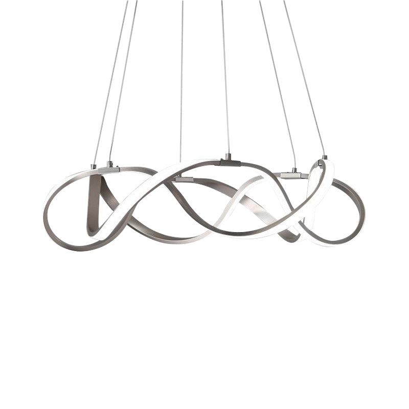 Chrome/Gold Twined 1/2-Tier Chandelier Minimalist Metal LED Hanging Pendant Light for Dining Room, 31"/43" Wide Clearhalo 'Ceiling Lights' 'Chandeliers' 'Modern Chandeliers' 'Modern' Lighting' 1970873