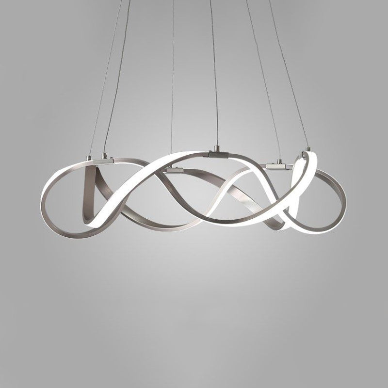 Chrome/Gold Twined 1/2-Tier Chandelier Minimalist Metal LED Hanging Pendant Light for Dining Room, 31"/43" Wide Clearhalo 'Ceiling Lights' 'Chandeliers' 'Modern Chandeliers' 'Modern' Lighting' 1970874