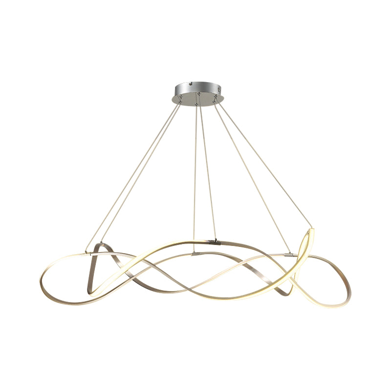 Chrome/Gold Twined 1/2-Tier Chandelier Minimalist Metal LED Hanging Pendant Light for Dining Room, 31"/43" Wide Clearhalo 'Ceiling Lights' 'Chandeliers' 'Modern Chandeliers' 'Modern' Lighting' 1970877