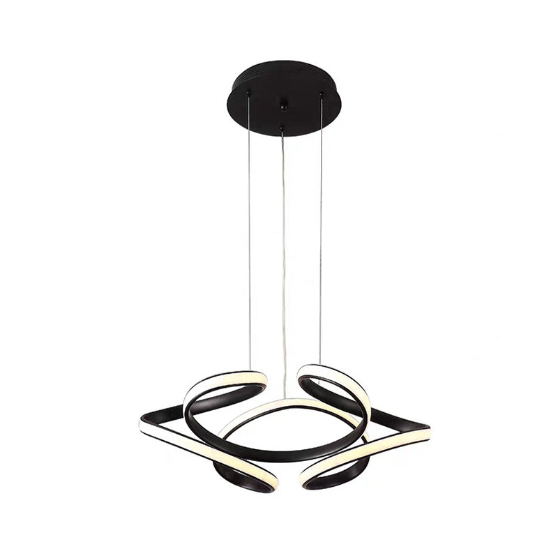 Modern Style LED Chandelier Black Curved Pendant Lighting with Acrylic Shade, Warm/White Light Clearhalo 'Ceiling Lights' 'Chandeliers' 'Modern Chandeliers' 'Modern' Lighting' 1970883