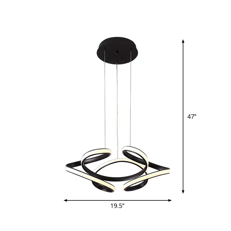 Modern Style LED Chandelier Black Curved Pendant Lighting with Acrylic Shade, Warm/White Light Clearhalo 'Ceiling Lights' 'Chandeliers' 'Modern Chandeliers' 'Modern' Lighting' 1970884