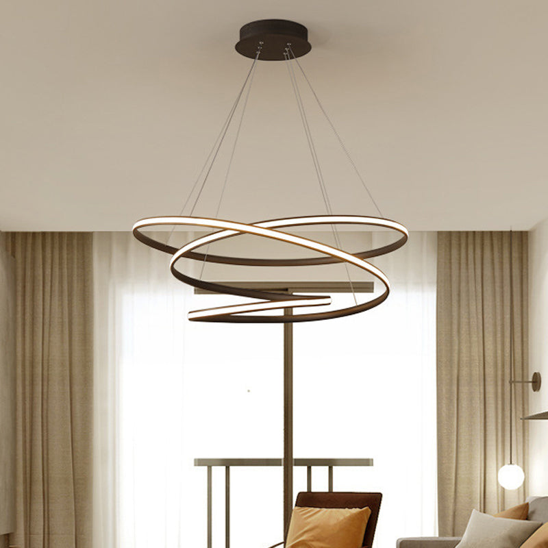 Acrylic Spiral Chandelier Light Simplicity 16"/23.5"/39" Wide LED Coffee Pendant Light Fixture for Living Room Coffee Clearhalo 'Ceiling Lights' 'Chandeliers' 'Modern Chandeliers' 'Modern' Lighting' 1970885