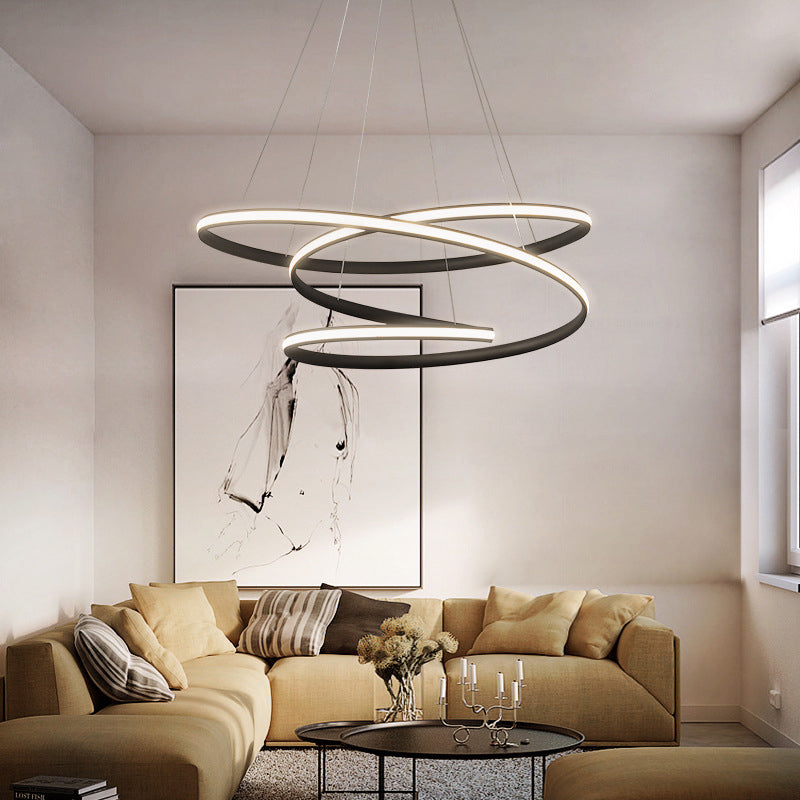 Acrylic Spiral Chandelier Light Simplicity 16"/23.5"/39" Wide LED Coffee Pendant Light Fixture for Living Room Clearhalo 'Ceiling Lights' 'Chandeliers' 'Modern Chandeliers' 'Modern' Lighting' 1970886