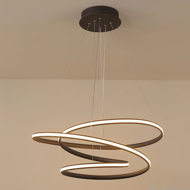 Acrylic Spiral Chandelier Light Simplicity 16"/23.5"/39" Wide LED Coffee Pendant Light Fixture for Living Room Clearhalo 'Ceiling Lights' 'Chandeliers' 'Modern Chandeliers' 'Modern' Lighting' 1970890