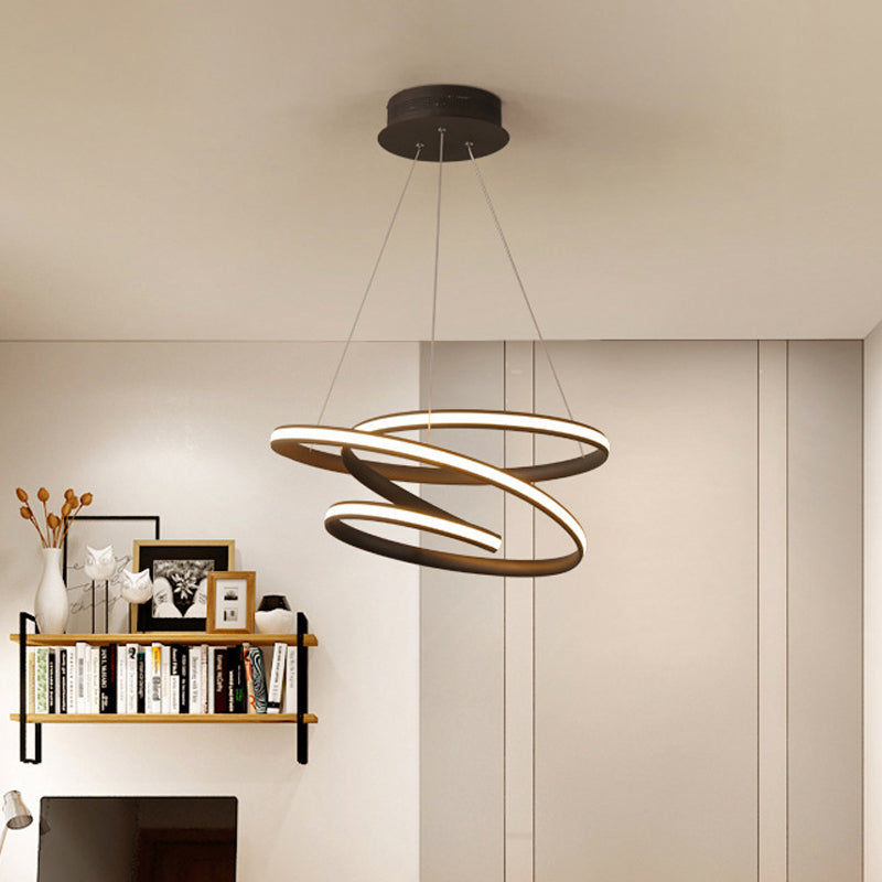 Acrylic Spiral Chandelier Light Simplicity 16"/23.5"/39" Wide LED Coffee Pendant Light Fixture for Living Room Clearhalo 'Ceiling Lights' 'Chandeliers' 'Modern Chandeliers' 'Modern' Lighting' 1970891