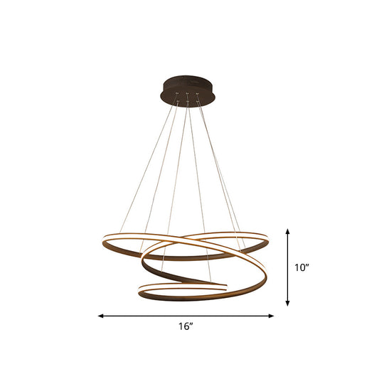 Acrylic Spiral Chandelier Light Simplicity 16"/23.5"/39" Wide LED Coffee Pendant Light Fixture for Living Room Clearhalo 'Ceiling Lights' 'Chandeliers' 'Modern Chandeliers' 'Modern' Lighting' 1970893