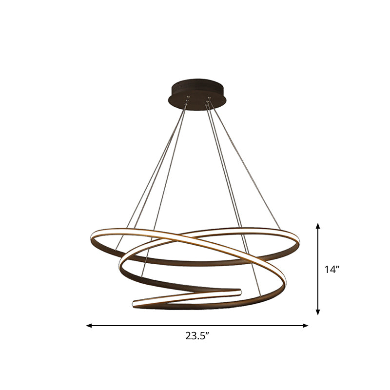 Acrylic Spiral Chandelier Light Simplicity 16"/23.5"/39" Wide LED Coffee Pendant Light Fixture for Living Room Clearhalo 'Ceiling Lights' 'Chandeliers' 'Modern Chandeliers' 'Modern' Lighting' 1970894