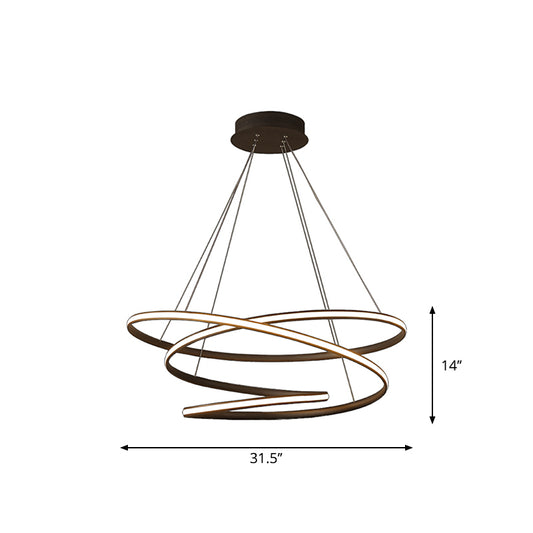 Acrylic Spiral Chandelier Light Simplicity 16"/23.5"/39" Wide LED Coffee Pendant Light Fixture for Living Room Clearhalo 'Ceiling Lights' 'Chandeliers' 'Modern Chandeliers' 'Modern' Lighting' 1970895