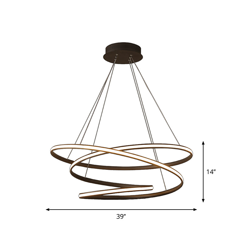 Acrylic Spiral Chandelier Light Simplicity 16"/23.5"/39" Wide LED Coffee Pendant Light Fixture for Living Room Clearhalo 'Ceiling Lights' 'Chandeliers' 'Modern Chandeliers' 'Modern' Lighting' 1970896