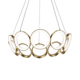 Novelty Minimalist Circular Drop Pendant Metallic Living Room LED Ceiling Chandelier in Gold Clearhalo 'Ceiling Lights' 'Chandeliers' 'Modern Chandeliers' 'Modern' Lighting' 1970900