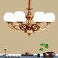 Flowerbud Living Room Ceiling Chandelier Traditional White Glass 3/6/8 Bulbs Brass Suspension Lamp Clearhalo 'Ceiling Lights' 'Chandeliers' Lighting' options 1970939