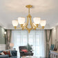 3/6/8-Light Milky Glass Chandelier Classic Black/Gold Bell Dining Room Suspension Pendant Light 6 Gold Clearhalo 'Ceiling Lights' 'Chandeliers' Lighting' options 1970969_e7900f36-55df-4944-8389-c19eff29c0c3