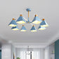 Undertint Pyramid Shade Chandelier Eight-Head Macaron Metal Hanging Light for Dining Room Blue Clearhalo 'Ceiling Lights' 'Chandeliers' Lighting' options 197099_cb04c2ad-97a9-402f-b79a-6d474b3653dc