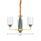 3/8/12 Lights Cylindrical Chandelier Retro Emerald White Glass Suspended Lighting Fixture Clearhalo 'Ceiling Lights' 'Chandeliers' Lighting' options 1971016