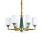 3/8/12 Lights Cylindrical Chandelier Retro Emerald White Glass Suspended Lighting Fixture Clearhalo 'Ceiling Lights' 'Chandeliers' Lighting' options 1971018