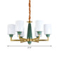 3/8/12 Lights Cylindrical Chandelier Retro Emerald White Glass Suspended Lighting Fixture Clearhalo 'Ceiling Lights' 'Chandeliers' Lighting' options 1971020