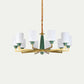 3/8/12 Lights Cylindrical Chandelier Retro Emerald White Glass Suspended Lighting Fixture Clearhalo 'Ceiling Lights' 'Chandeliers' Lighting' options 1971023