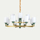 3/8/12 Lights Cylindrical Chandelier Retro Emerald White Glass Suspended Lighting Fixture Clearhalo 'Ceiling Lights' 'Chandeliers' Lighting' options 1971027
