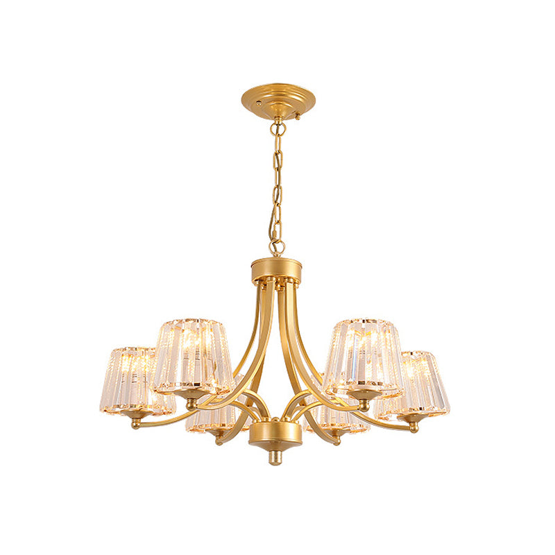 White Glass/Clear Crystal Tapered Pendant Vintage 5/6-Light Dining Room Ceiling Chandelier in Black/Gold 6 Gold Clear Clearhalo 'Ceiling Lights' 'Chandeliers' Lighting' options 1971047_c358e6b1-dbdb-4ed9-a858-eebda72f5105