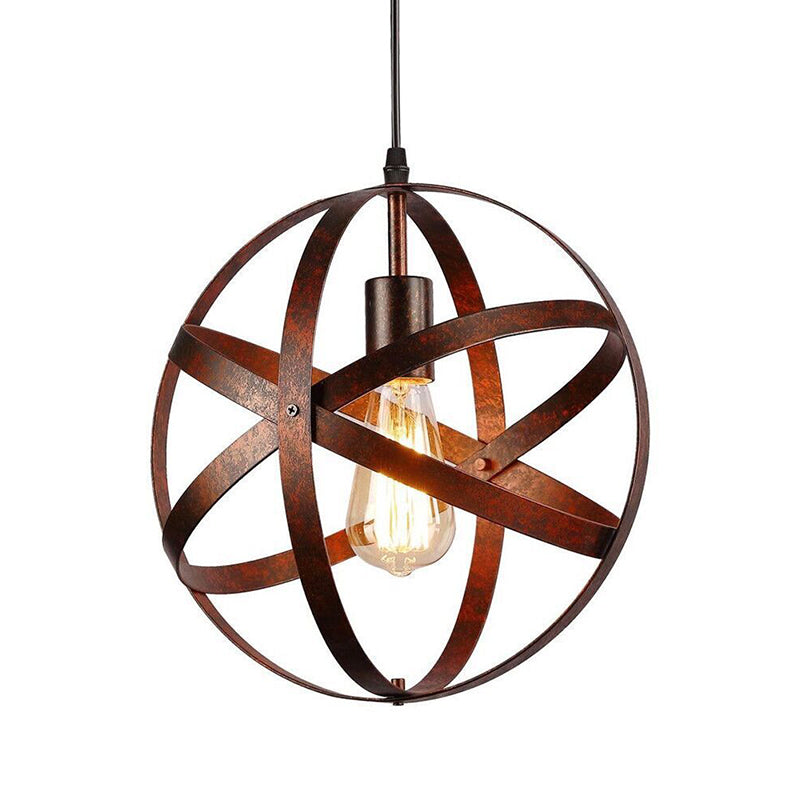 Metallic Interlocking Ring Pendant Lamp Industrial 1 Head Dining Room Down Lighting in Black/Rust/Silver Clearhalo 'Art Deco Pendants' 'Black' 'Cast Iron' 'Ceiling Lights' 'Ceramic' 'Crystal' 'Industrial Pendants' 'Industrial' 'Metal' 'Middle Century Pendants' 'Pendant Lights' 'Pendants' 'Rustic Pendants' 'Tiffany' Lighting' 1971138