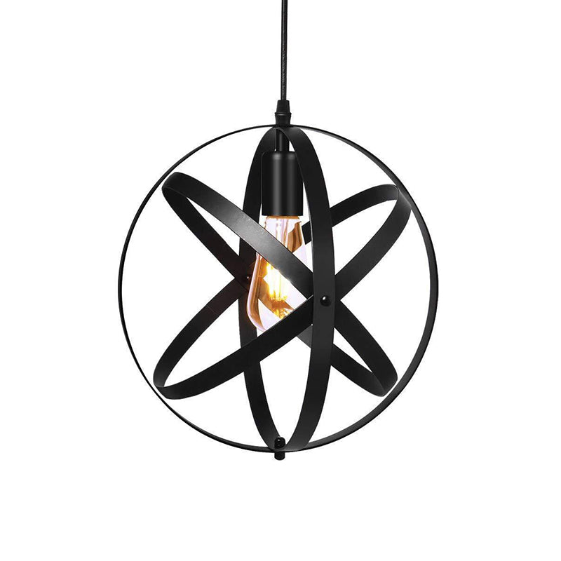 Metallic Interlocking Ring Pendant Lamp Industrial 1 Head Dining Room Down Lighting in Black/Rust/Silver Clearhalo 'Art Deco Pendants' 'Black' 'Cast Iron' 'Ceiling Lights' 'Ceramic' 'Crystal' 'Industrial Pendants' 'Industrial' 'Metal' 'Middle Century Pendants' 'Pendant Lights' 'Pendants' 'Rustic Pendants' 'Tiffany' Lighting' 1971142