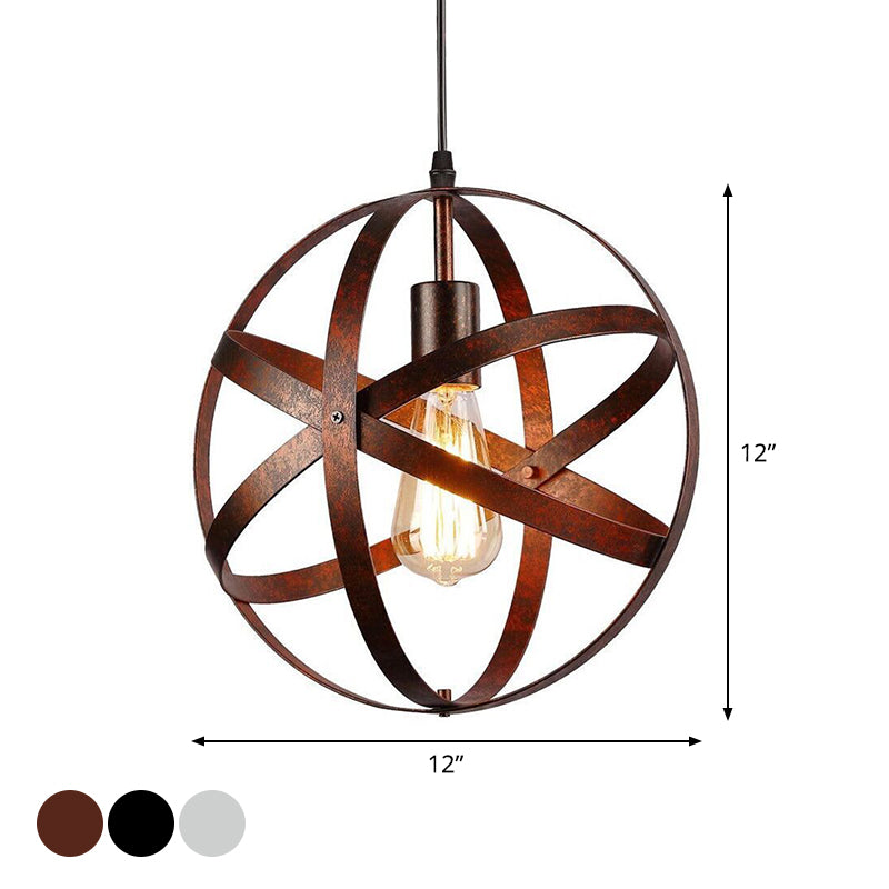 Metallic Interlocking Ring Pendant Lamp Industrial 1 Head Dining Room Down Lighting in Black/Rust/Silver Clearhalo 'Art Deco Pendants' 'Black' 'Cast Iron' 'Ceiling Lights' 'Ceramic' 'Crystal' 'Industrial Pendants' 'Industrial' 'Metal' 'Middle Century Pendants' 'Pendant Lights' 'Pendants' 'Rustic Pendants' 'Tiffany' Lighting' 1971146