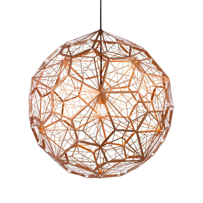 1 Bulb Stainless Steel Pendulum Light Industrial Silver/Gold/Bronze Hollowed out Sphere Drop Pendant, 10"/12" W Clearhalo 'Art Deco Pendants' 'Cast Iron' 'Ceiling Lights' 'Ceramic' 'Crystal' 'Industrial Pendants' 'Industrial' 'Metal' 'Middle Century Pendants' 'Pendant Lights' 'Pendants' 'Tiffany' Lighting' 1971152