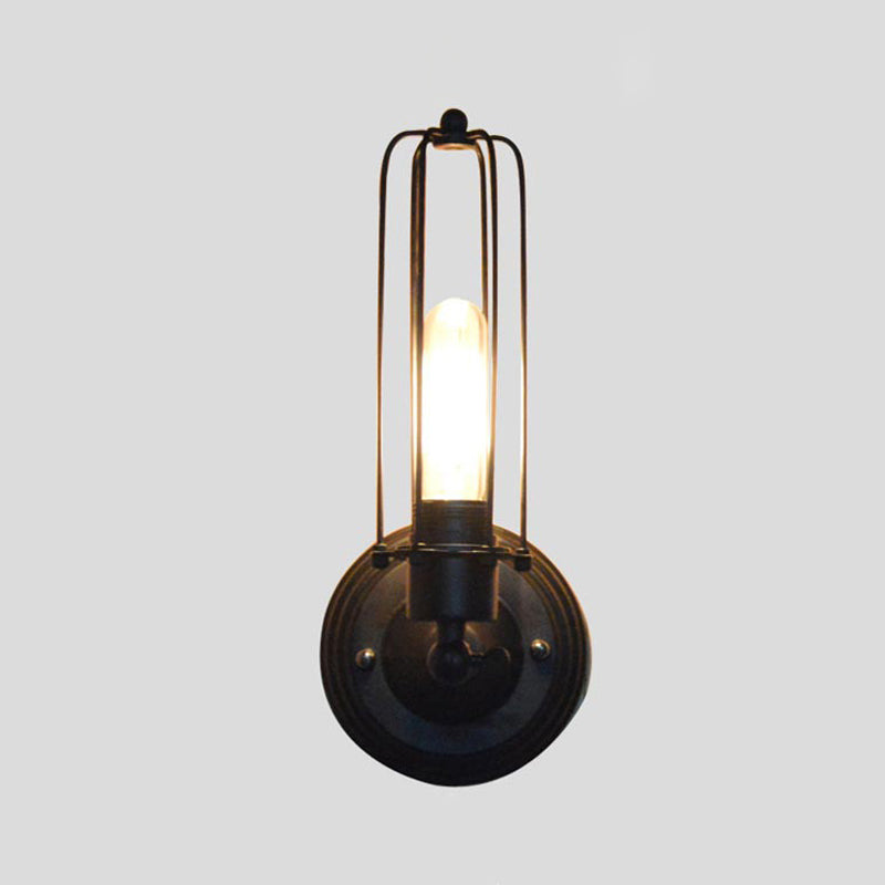1/2-Head Rotatable Wall Lighting Industrial Bedroom Wall Mount Lamp with Tube Metal Cage in Black Clearhalo 'Art deco wall lights' 'Cast Iron' 'Glass' 'Industrial wall lights' 'Industrial' 'Middle century wall lights' 'Modern' 'Rustic wall lights' 'Tiffany' 'Traditional wall lights' 'Wall Lamps & Sconces' 'Wall Lights' Lighting' 1971215