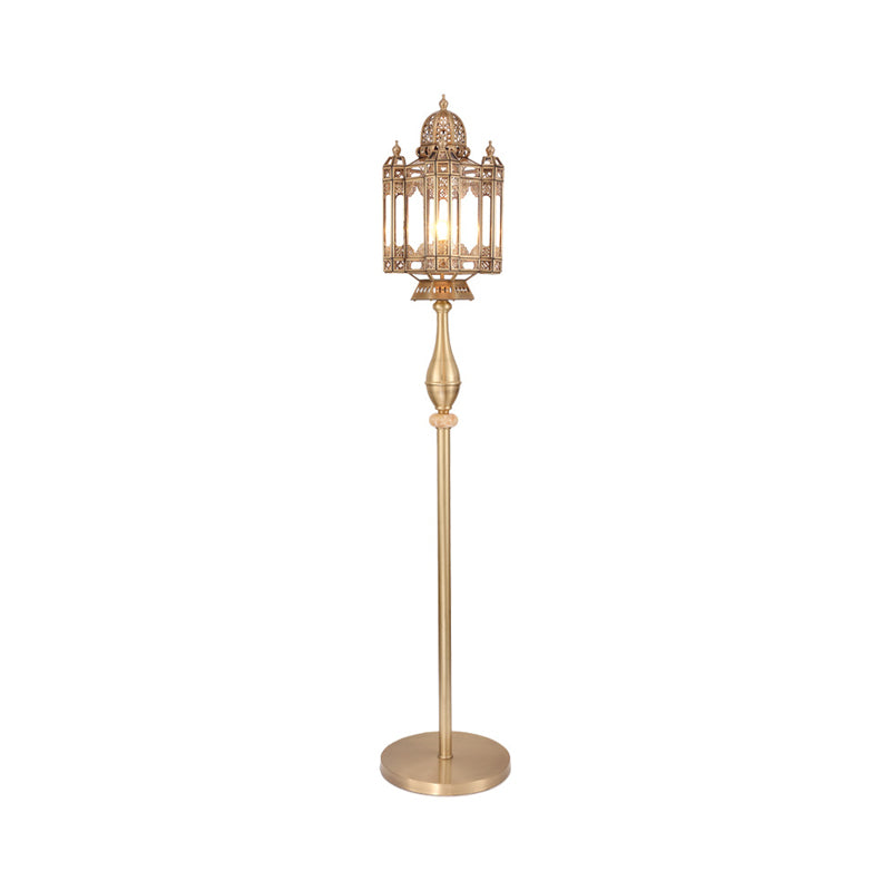 1-Bulb Mosque Dome Floor Light Turkish Brass Metal Lantern Stand Up Lamp for Living Room Clearhalo 'Floor Lamps' 'Lamps' Lighting' 1971251