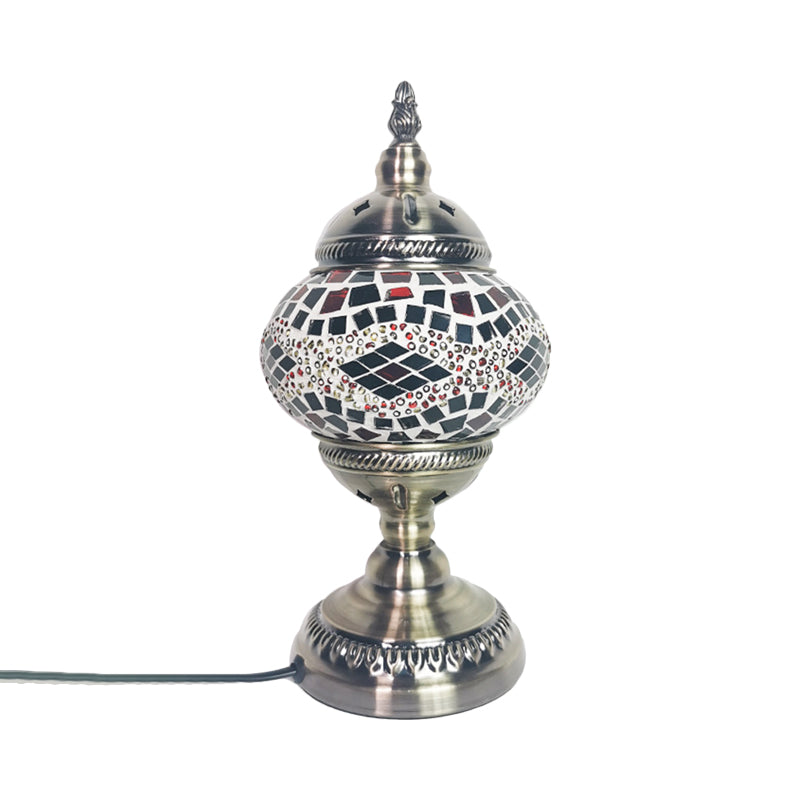 Moroccan Sphere Lantern Night Lamp Single-Bulb Handcrafted Art Glass Table Light in Bronze Clearhalo 'Lamps' 'Table Lamps' Lighting' 1971272