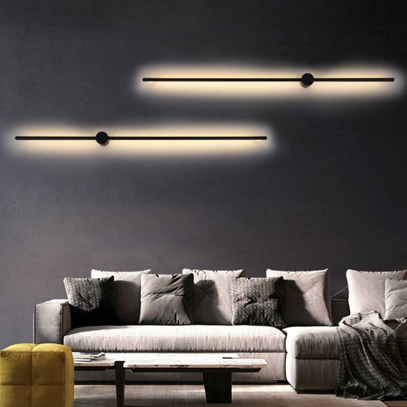 Black Slim Rod Sconce Lighting Minimalist 23.5"/31.5"/47" High LED Metal Wall Mounted Lamp for Bedroom Clearhalo 'Cast Iron' 'Glass' 'Industrial' 'Modern wall lights' 'Modern' 'Tiffany' 'Traditional wall lights' 'Wall Lamps & Sconces' 'Wall Lights' Lighting' 1971424