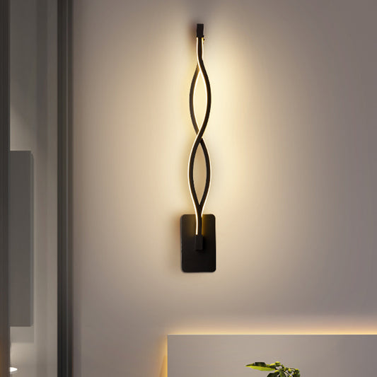 Minimalistic LED Wall Sconce Black/White Wavy/Musical Note/Curved Wall Mount Lamp with Acrylic Shade for Bedroom Black Wavy Clearhalo 'Cast Iron' 'Glass' 'Industrial' 'Modern wall lights' 'Modern' 'Tiffany' 'Traditional wall lights' 'Wall Lamps & Sconces' 'Wall Lights' Lighting' 1971443