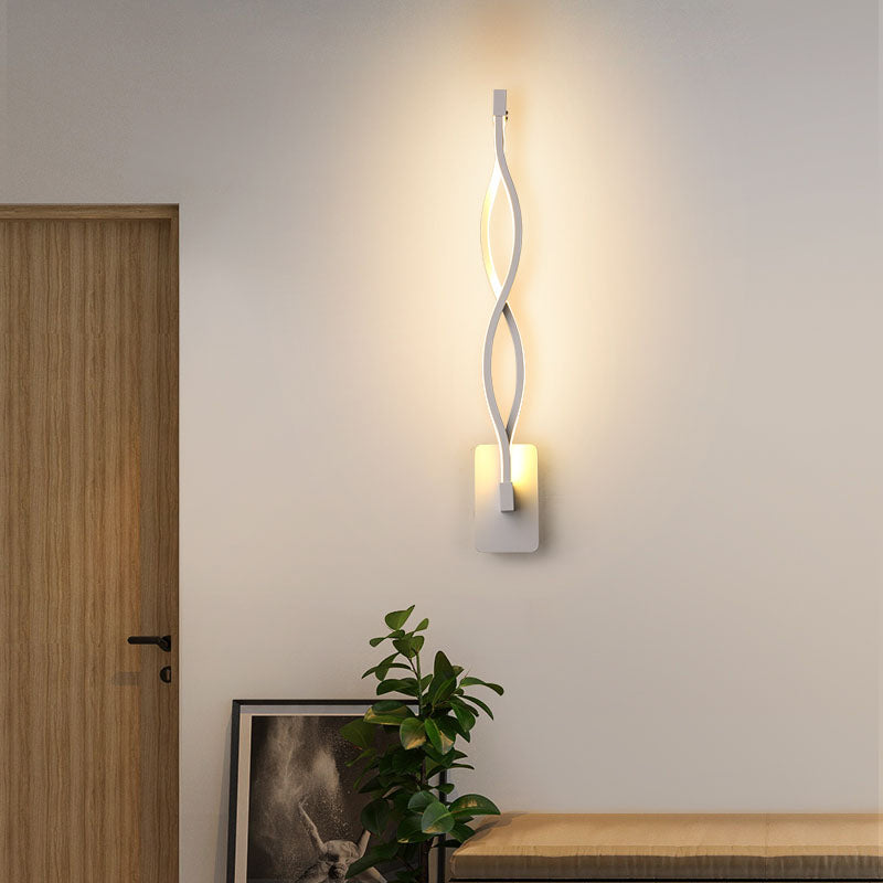 Minimalistic LED Wall Sconce Black/White Wavy/Musical Note/Curved Wall Mount Lamp with Acrylic Shade for Bedroom Clearhalo 'Cast Iron' 'Glass' 'Industrial' 'Modern wall lights' 'Modern' 'Tiffany' 'Traditional wall lights' 'Wall Lamps & Sconces' 'Wall Lights' Lighting' 1971456