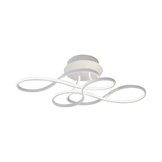 Curved Line Bedroom Ceiling Mount Lamp Aluminum 21"/27.5" Wide LED Simple Semi Flush Light in Gold, Warm/White Light Clearhalo 'Ceiling Lights' 'Close To Ceiling Lights' 'Close to ceiling' 'Semi-flushmount' Lighting' 1971472