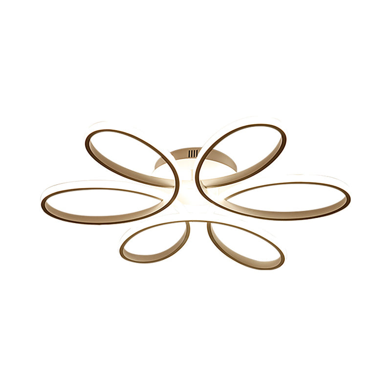 23"/29" W Minimalist Flower Shaped Flushmount Acrylic Living Room LED Semi Flush Mount Ceiling Light in White Clearhalo 'Ceiling Lights' 'Close To Ceiling Lights' 'Close to ceiling' 'Semi-flushmount' Lighting' 1971478