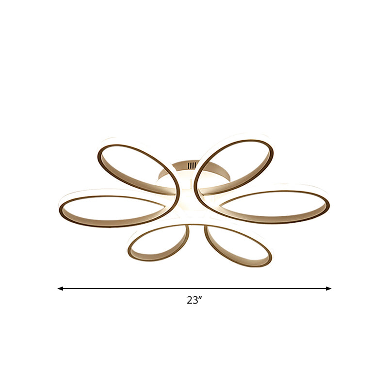 23"/29" W Minimalist Flower Shaped Flushmount Acrylic Living Room LED Semi Flush Mount Ceiling Light in White Clearhalo 'Ceiling Lights' 'Close To Ceiling Lights' 'Close to ceiling' 'Semi-flushmount' Lighting' 1971479