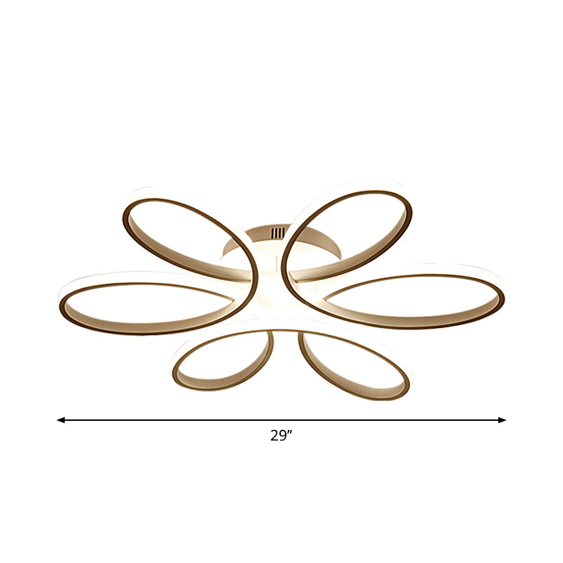 23"/29" W Minimalist Flower Shaped Flushmount Acrylic Living Room LED Semi Flush Mount Ceiling Light in White Clearhalo 'Ceiling Lights' 'Close To Ceiling Lights' 'Close to ceiling' 'Semi-flushmount' Lighting' 1971480