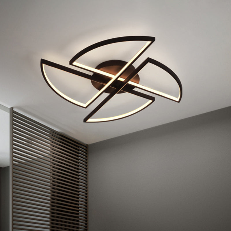 18"/25.5"/31.5" W Nordic Pinwheel Ceiling Light Acrylic Bedroom LED Semi Flush Mount in Black, Warm/White Light Clearhalo 'Ceiling Lights' 'Close To Ceiling Lights' 'Close to ceiling' 'Semi-flushmount' Lighting' 1971483